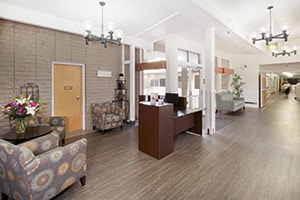 front lobby seating area at East Bay Post Acute